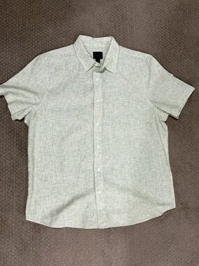14th & Union Men's Short-Sleeve Linen-Blend Button-Up Shirt - Light Sage Green